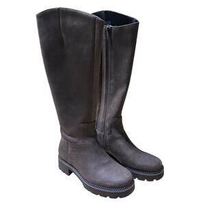 Vionic Fallbrook High Shaft Boot Chocolate Leather Women's Size 6 New In Box